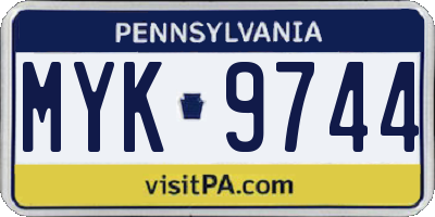 PA license plate MYK9744