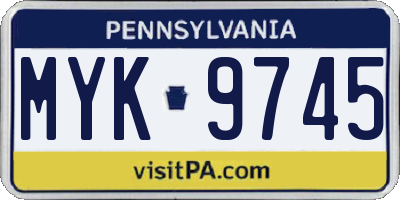 PA license plate MYK9745