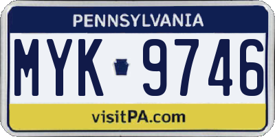PA license plate MYK9746