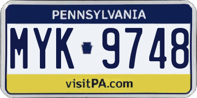 PA license plate MYK9748
