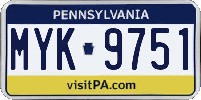 PA license plate MYK9751