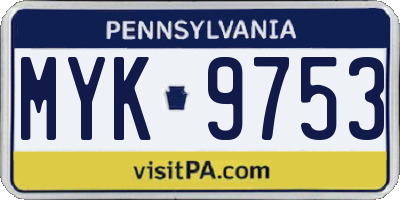 PA license plate MYK9753