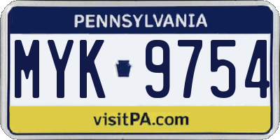 PA license plate MYK9754