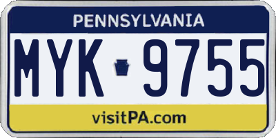 PA license plate MYK9755