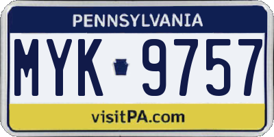 PA license plate MYK9757