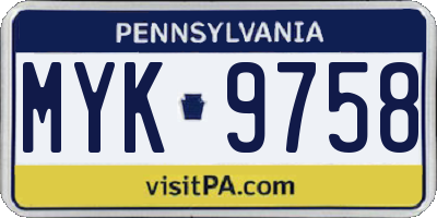 PA license plate MYK9758