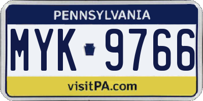 PA license plate MYK9766