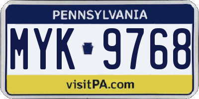 PA license plate MYK9768