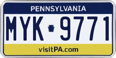PA license plate MYK9771