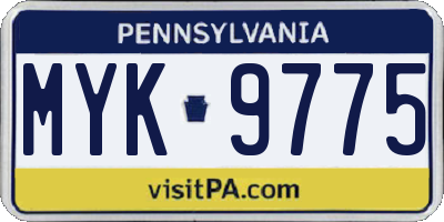 PA license plate MYK9775
