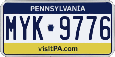 PA license plate MYK9776