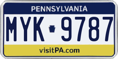 PA license plate MYK9787