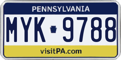 PA license plate MYK9788