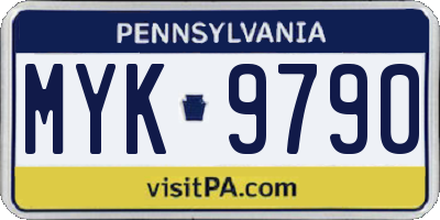PA license plate MYK9790