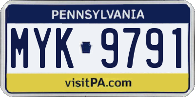 PA license plate MYK9791