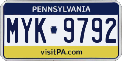 PA license plate MYK9792