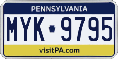 PA license plate MYK9795