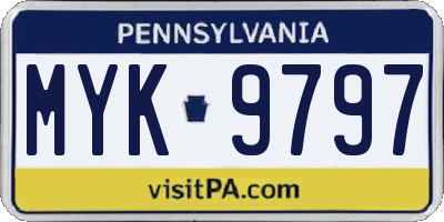 PA license plate MYK9797