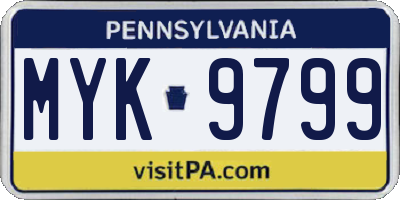 PA license plate MYK9799