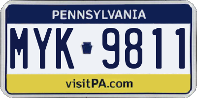 PA license plate MYK9811