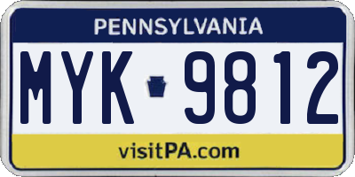 PA license plate MYK9812