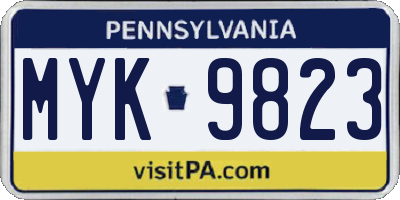 PA license plate MYK9823