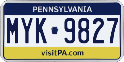 PA license plate MYK9827