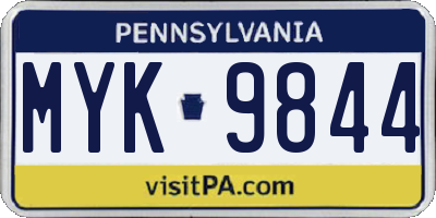 PA license plate MYK9844