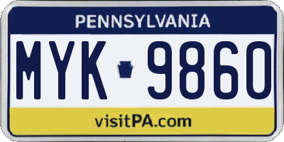 PA license plate MYK9860