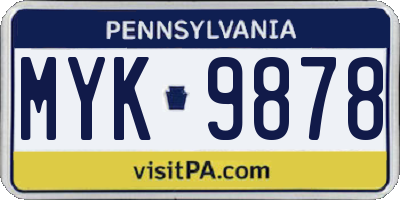 PA license plate MYK9878