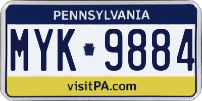 PA license plate MYK9884