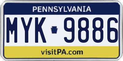 PA license plate MYK9886