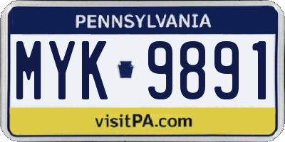 PA license plate MYK9891