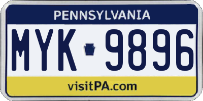 PA license plate MYK9896