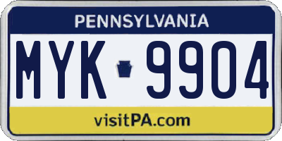 PA license plate MYK9904