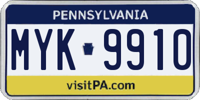 PA license plate MYK9910