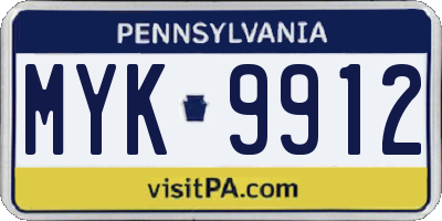 PA license plate MYK9912