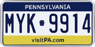 PA license plate MYK9914