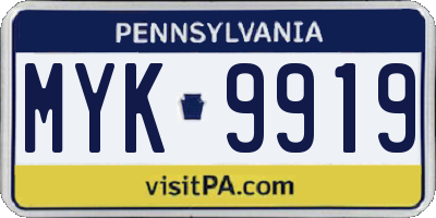PA license plate MYK9919