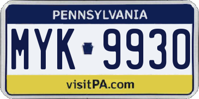 PA license plate MYK9930