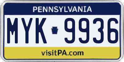 PA license plate MYK9936