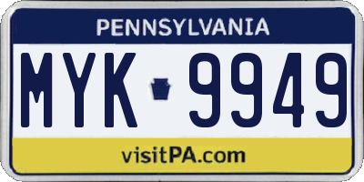 PA license plate MYK9949