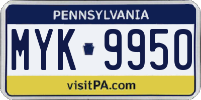 PA license plate MYK9950
