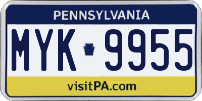 PA license plate MYK9955