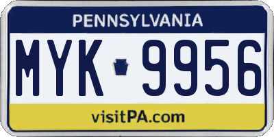 PA license plate MYK9956