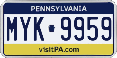 PA license plate MYK9959