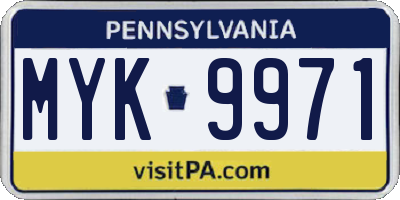 PA license plate MYK9971