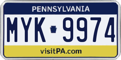 PA license plate MYK9974