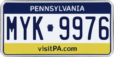 PA license plate MYK9976