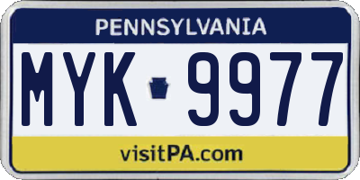 PA license plate MYK9977